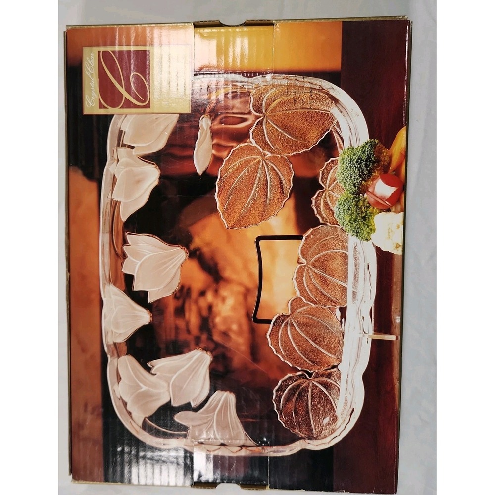 Vintage Oblong Frosted Tray Crystal  Clarissa 14×10 Used In Original Box